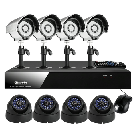 8 CH + 8 CCD ( 4 IR Bullet + 4 Vandalproof Dome)